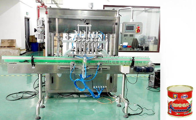 六頭臥式攪拌直線醬料灌裝機(jī)械設(shè)備